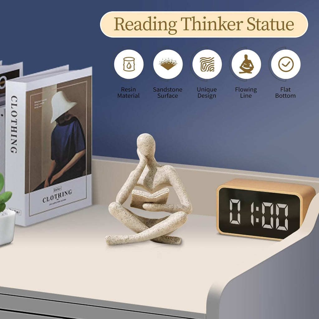 Modern Resin Reading Woman Sculpture