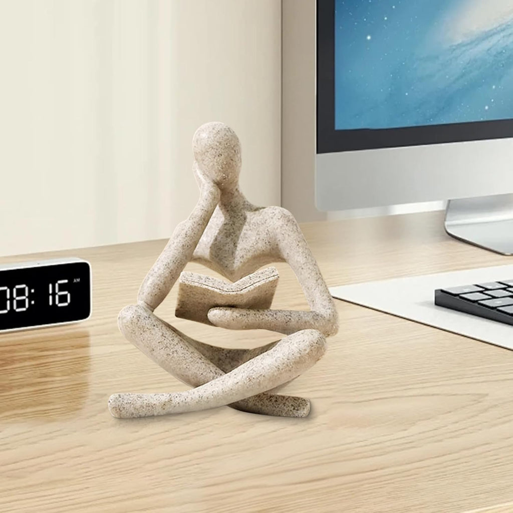 Modern Resin Reading Woman Sculpture