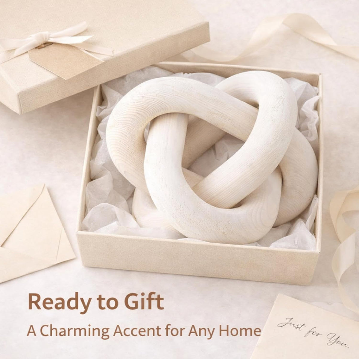 3-Link Wood Knot Decor for Tabletop & Shelf
